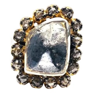 Bochic “Capri” Natural Rose Cut Diamond Ring Set In 18K Gold & Silver For Sale