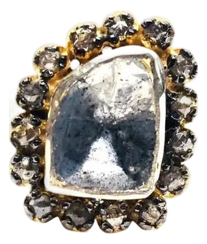 Bochic “Capri” Natural Rose Cut Diamond Ring Set In 18K Gold & Silver
