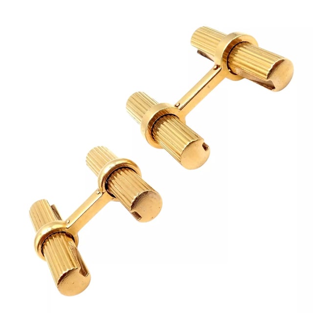 Late 20th Century Vintage Van Cleef & Arpels Yellow Gold Bar Cufflinks, A Pair For Sale - Image 5 of 11