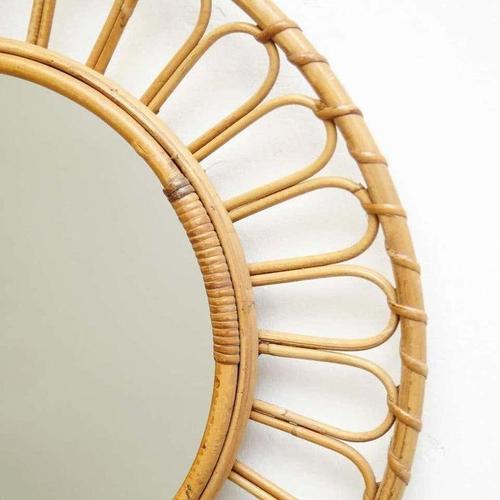 Mid-Century Modern French Rivera Mirror in Bamboo Rattan, 1960 For Sale - Image 16 of 17