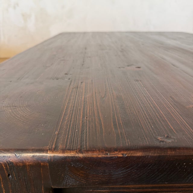 Large Reclaimed Fir Pine Beam XL Coffee Table in Dark Walnut For Sale - Image 12 of 14