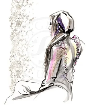 "Lace," Original Watercolor Fashion Sketch by Kathleen Ney