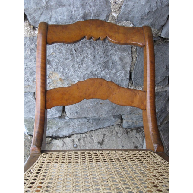 Antique Side Chair New Cane Seat Elegant Tiger & Bullseye Maple Cottage Bedroom For Sale - Image 17 of 18