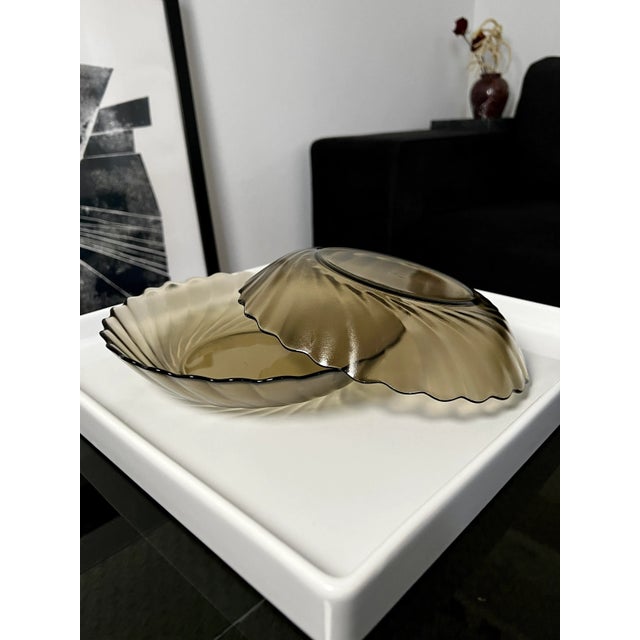 Late 20th Century Arcoroc Smokey Glass Swirl Bowls- Set of 2 For Sale - Image 9 of 9