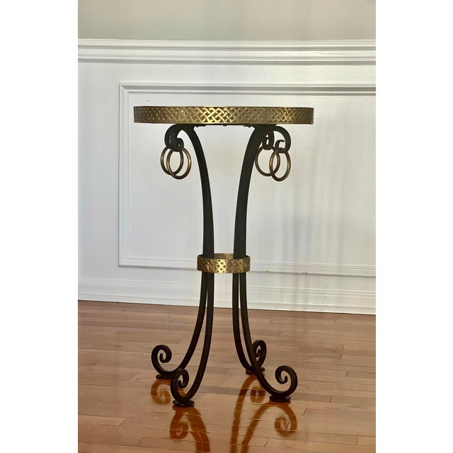 20th Century Iron and Brass Gueridon With Black Granite Top For Sale - Image 4 of 12