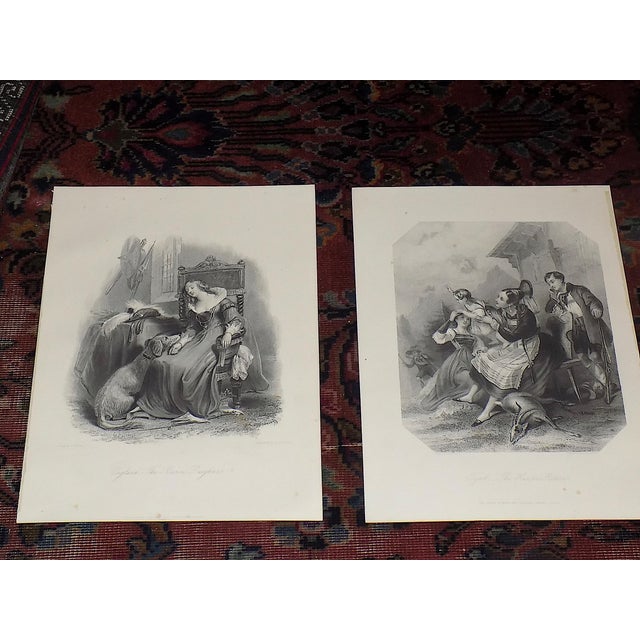 This set of twelve (12) authentic 19th century hand colored steel engravings depict twelve genre scenes featuring...