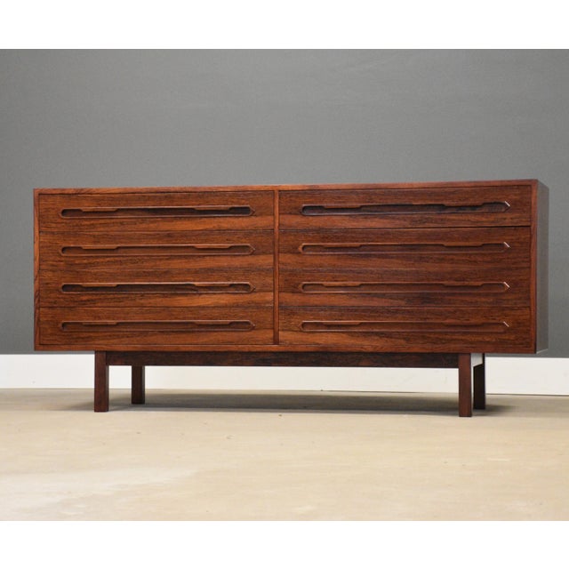 Mid-Century Modern 1960s Refinished Danish Modern Rosewood 65” Dresser For Sale - Image 3 of 10
