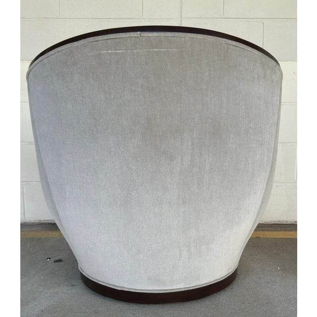 Mid-Century Modern Theodore Alexander Mid-Century Modern Style Gray Velvet M. Bremen Swivel Chair For Sale - Image 3 of 7