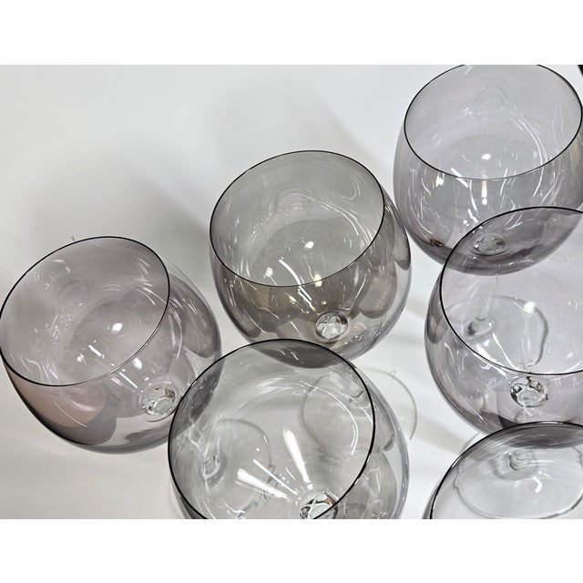 Smoky Long Stemmed Art Nouveau Goblets- Set of Six For Sale - Image 6 of 10