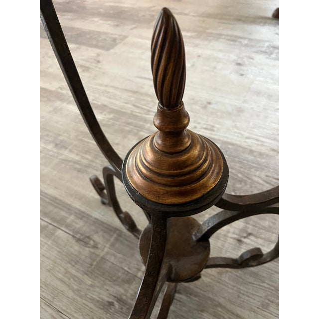 Vintage French Style Wrought Iron Accent Table With Round Glass Top For Sale - Image 10 of 10