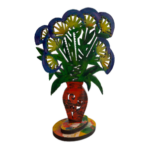 1990s David Gerstein Limited Edition Double-Sided Painted Wood Flower Sculpture, Signed & Numbered (40/295)