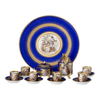 Porcelain Tete-a-Tete Service from Austrian Royal Vienna, Set of 15 For Sale