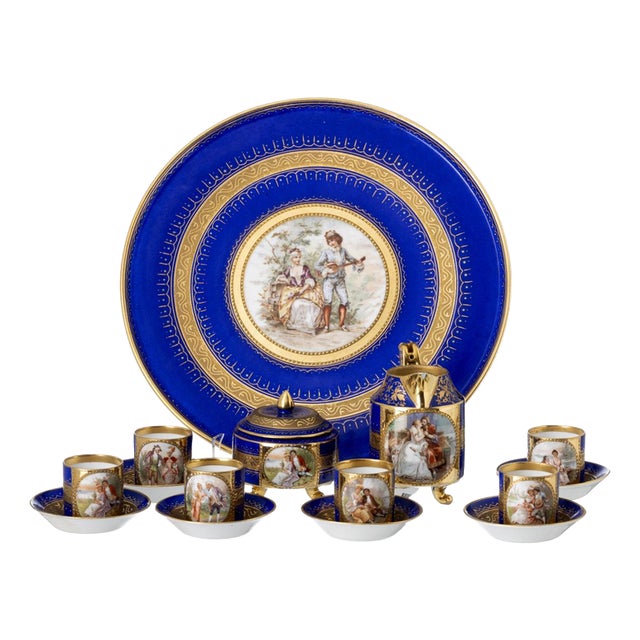 Porcelain Tete-a-Tete Service from Austrian Royal Vienna, Set of 15 For Sale