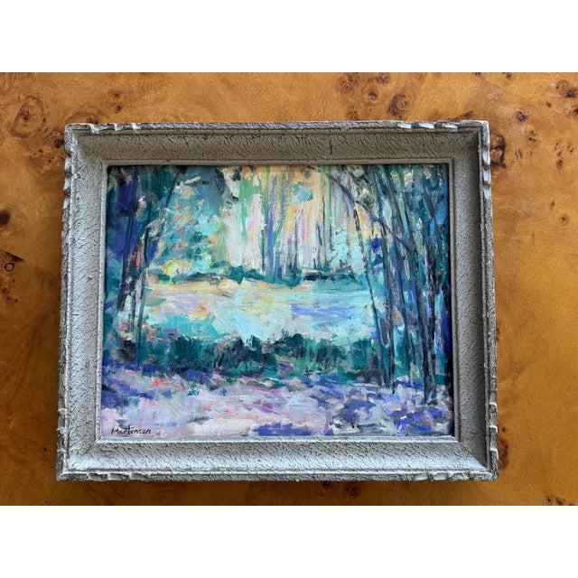 Monet Contemporary Post-Impressionist Oil Waterscape Painting, Framed For Sale - Image 4 of 10