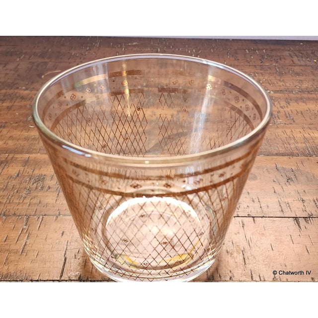 Vintage Glass With Gold Design Mid Century Ice Bucket, 1950s For Sale - Image 4 of 6