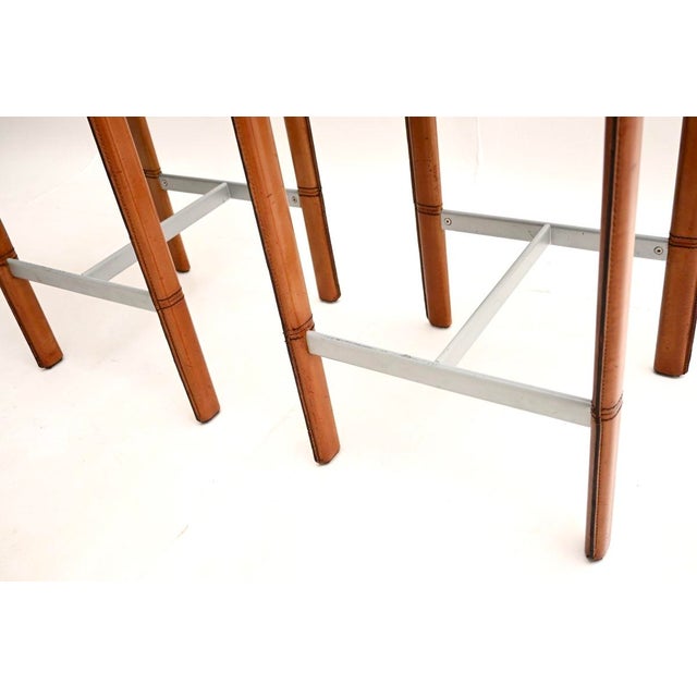 Vintage Italian Leather Bar Stools by Enrico Pellizzoni, 1980, Set of 2 For Sale - Image 10 of 11