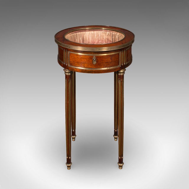 Victorian Antique Bijouterie Table, French Kingwood, Brass Glazed Vitrine, Victorian, 1870 For Sale - Image 3 of 12