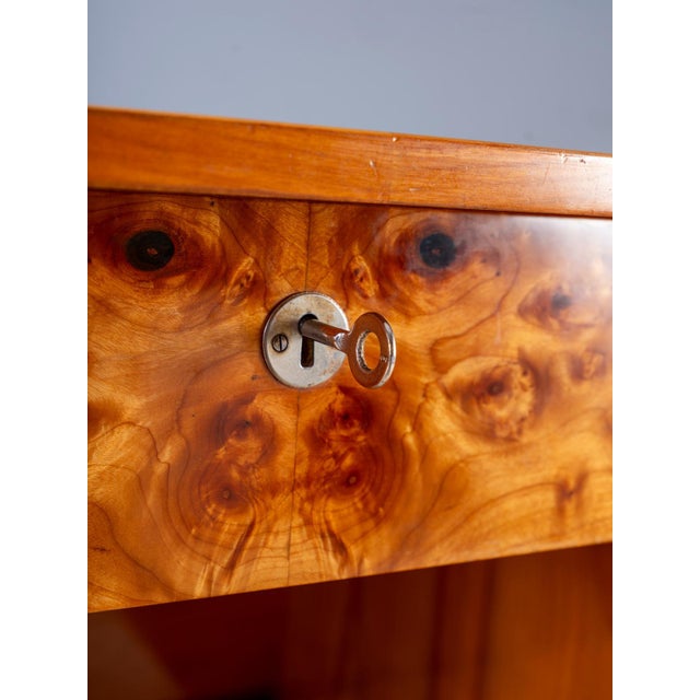 Mid-Century Modern Writing Desk in Burl Veneer with Eight Drawers For Sale - Image 11 of 16