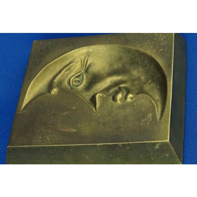 20th Century Man on Moon Gilded Bronze Sculpture of a Crescent Moon by ZEV / Daniel Albert Harris, USA, 1950s For Sale - Image 11 of 16