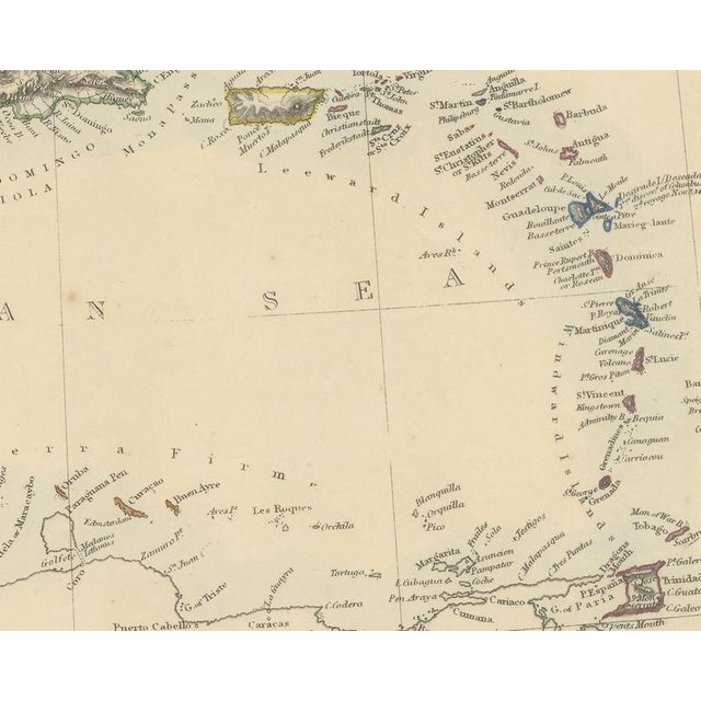 19th Century Antique Map of the Antilles or West India Islands with Island Areas, 1858 For Sale - Image 5 of 9