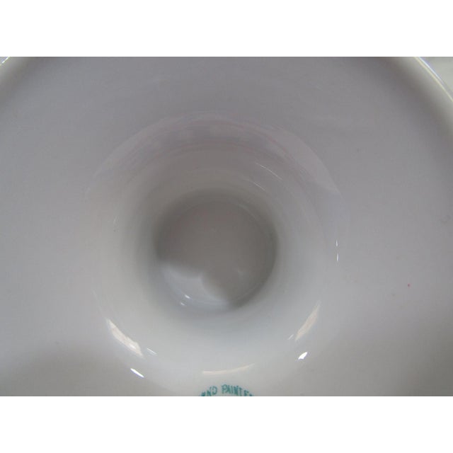 Seven Lucky Cranes Pink by Tame and Nakamura Imperial Nippon Art Deco Double Handled Pedestal Soup For Sale - Image 9 of 15