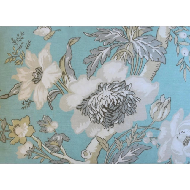 Thibaut Blue, White & Gray Designer Thibaut Botanical Floral Tree of Life Feather/Down Pillow For Sale - Image 4 of 9