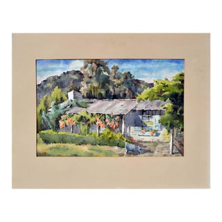 Mid Century Carmel Valley Adobe Landscape by Sidney Williams For Sale