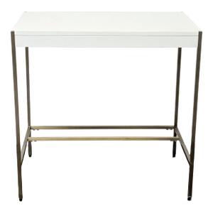 West Elm Zane Modern White Compact Desk With Brass Metal Frame