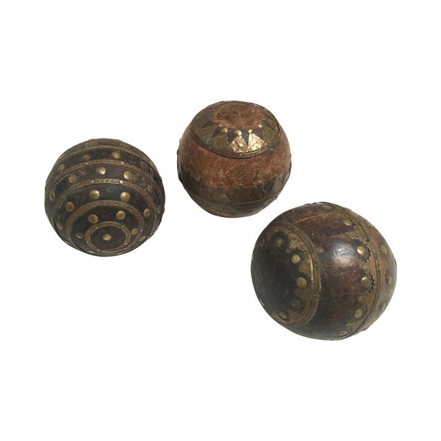 Antique Wood & Metal Bocce Balls Set of 3 Chairish