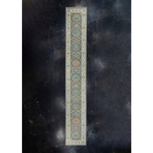 Dark Gray Turkish Oushak Runner Rug 2'11" x 19' #17555 For Sale - Image 8 of 8