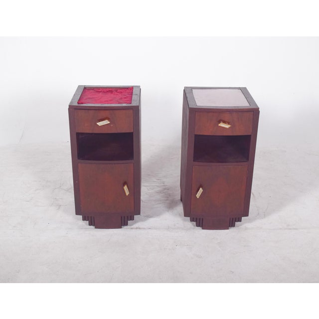 Wood Vintage Portuguese Deco-Style Bedside Tables, 1920, Set of 2 For Sale - Image 7 of 7
