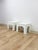 Traditional Vintage Side Tables White Painted Parquet Faux Bamboo Regency Pair Accent Tables For Sale - Image 3 of 10