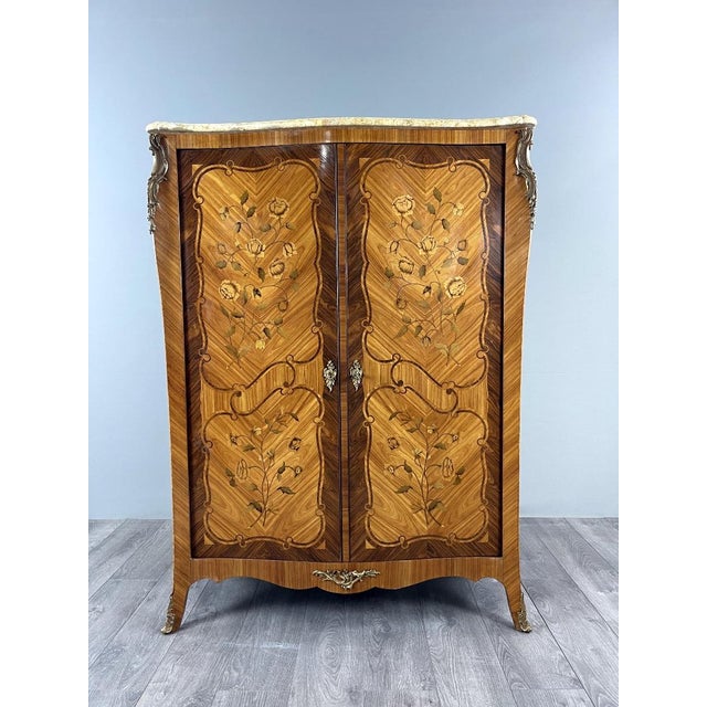 20th Century Louis XV Style Marquetry Wardrobe For Sale - Image 5 of 11