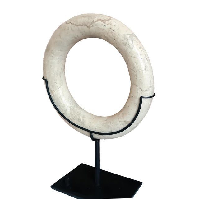 Contemporary Marble Ring Sculpture on Stand For Sale - Image 3 of 14