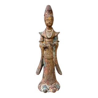 Chinese Gilt Bronze Figure, Possibly Daoist, 19th Century or Earlier, 16" Tall For Sale