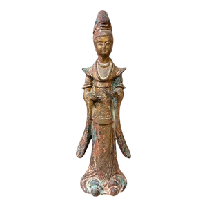 Chinese Gilt Bronze Figure, Possibly Daoist, 19th Century or Earlier, 16" Tall