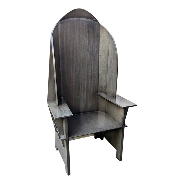 Large Sculptural Matrix Throne Armchair in Grey Wood by Adriano e Paolo Suman for Giorgetti, 1984 For Sale