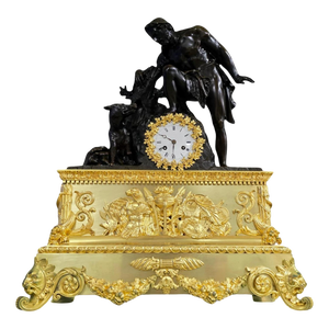 Large Model Empire Clock Depicting Faustulus Discovering Romulus and Remus, 1825