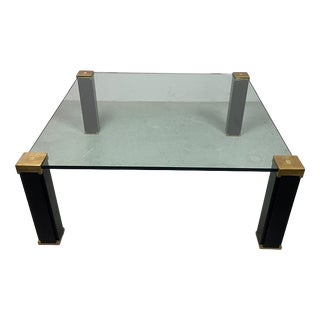 Mid-Century Hollywood Regency Glass and Brass Coffee Table by Peter Ghyczy, Netherlands, 1970s For Sale