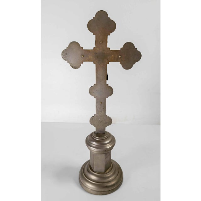 Early 20th Century Early 20th Century Continental European Gothic Revival Metal Crucifix For Sale - Image 5 of 13