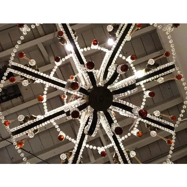 Eight Light Beaded Chandelier With Colored Tear Drop Prisms, Circa 1960 For Sale - Image 11 of 13