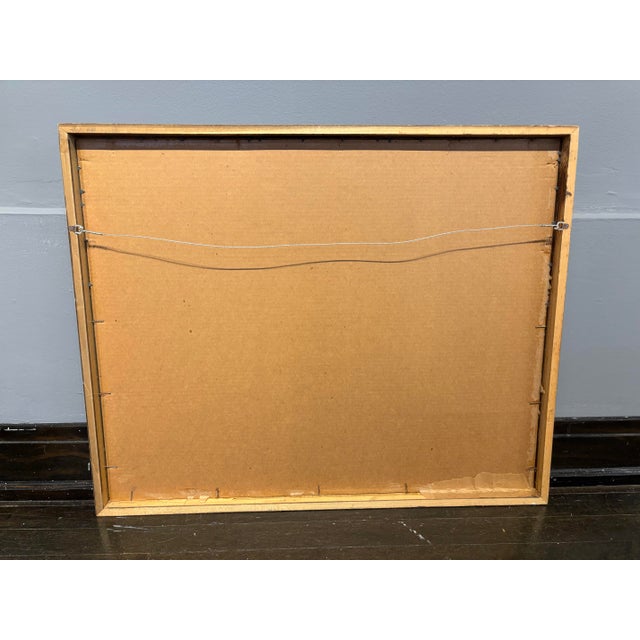 Vintage Framed Expressive Oil Pastel Tropical Landscape Drawing Molly J. Schiff For Sale - Image 4 of 4