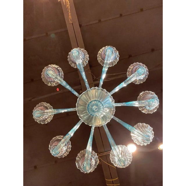 Glass Modern Blue Murano Glass Chandelier With 10 Lights For Sale - Image 7 of 9