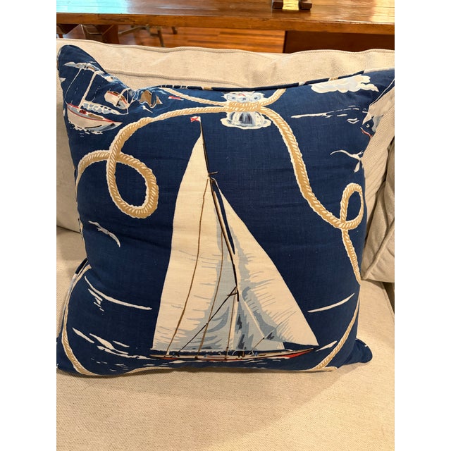 A fabulous pair of custom pillows with down inserts made with Schumacher Summer Regatta fabric. Great for nautical decor,...