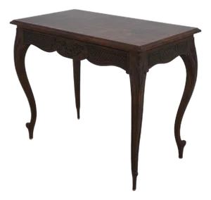 French Louis XV Style Walnut 1 Drawer Writing Desk Table