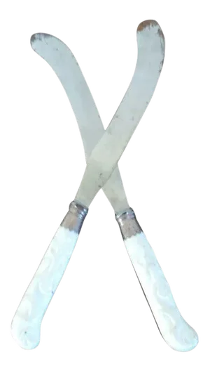 18th Century English George III Bow Porcelain Knives with Blanc de Chine Handles 1755 Knife - a Pair
