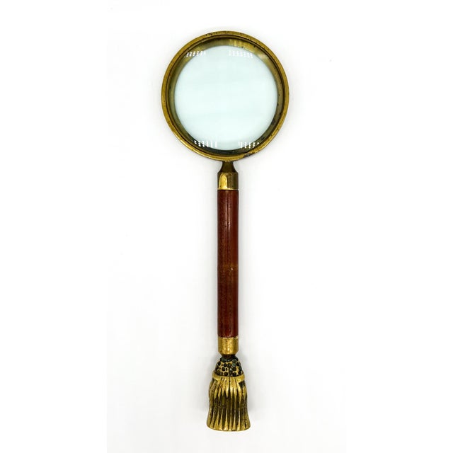 Vintage Wood and Brass Tassel Magnifying Glass For Sale In Houston - Image 6 of 10