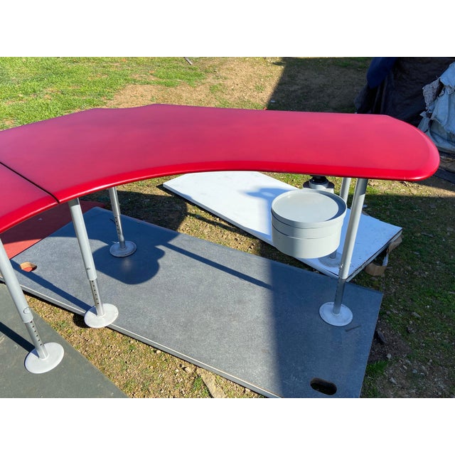 Raspberry Red Vintage Herman Miller Office Boomerang Office Desk For Sale - Image 8 of 12