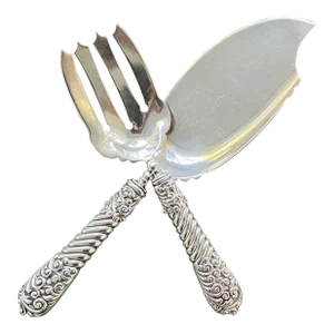 Antique 19th Century Gorham Sterling Silver Fish Serving Fork and Slice 1892 - a Pair