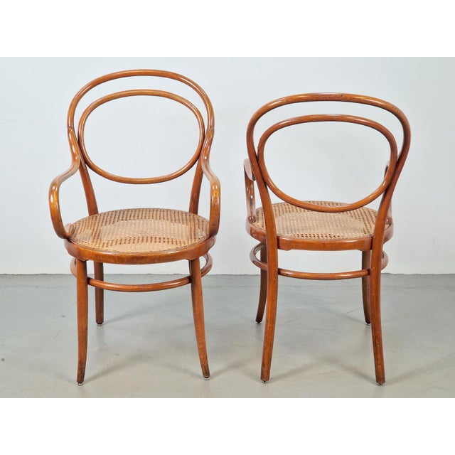 Brown Antique Bentwood Webbing Chairs by Jacob & Josef Kohn for Wiener Werkstätte, Austria, 1890s, Set of 2 For Sale - Image 8 of 13